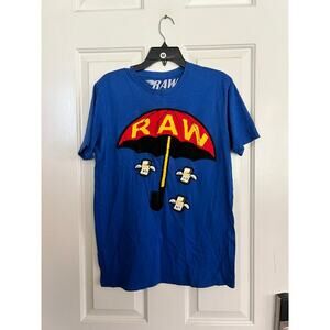 Rawalty Men's Blue Graphic Print Short Sleeve Crew Neck T-Shirt Size Medium